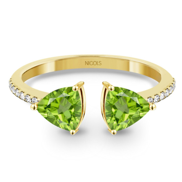 Anillo Diamantes Peridoto Trillon - Anéis Outras pedras preciosas