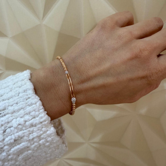 Pulsera Oro Diamantes Elastic Camelia triple - Bracciali diamantati