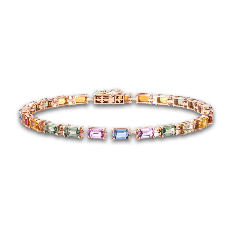 Pulsera Riviere Zafiros Colores Oro Rosa Rainbow - Braccialetti colorati pietre