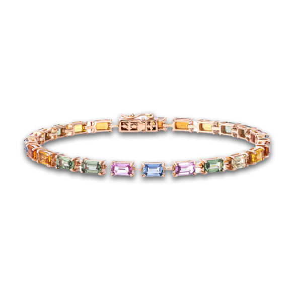 Pulsera Riviere Zafiros Colores Oro Rosa Rainbow - Braccialetti colorati pietre