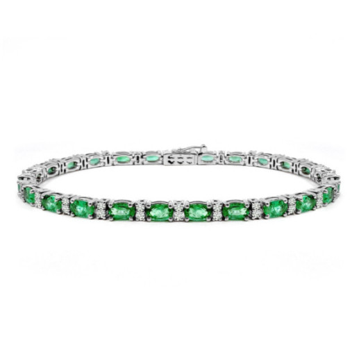 Pulsera oro blanco esmeraldas y diamantes Riviere Royal - Steine Farbarmbänder