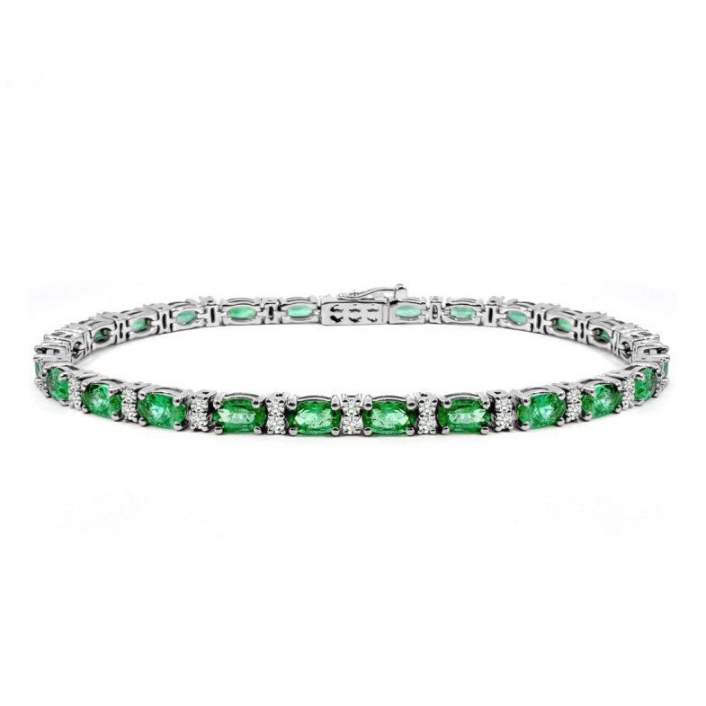 White gold, emerald and diamond bracelet Riviere Royal - Stones Color Bracelets