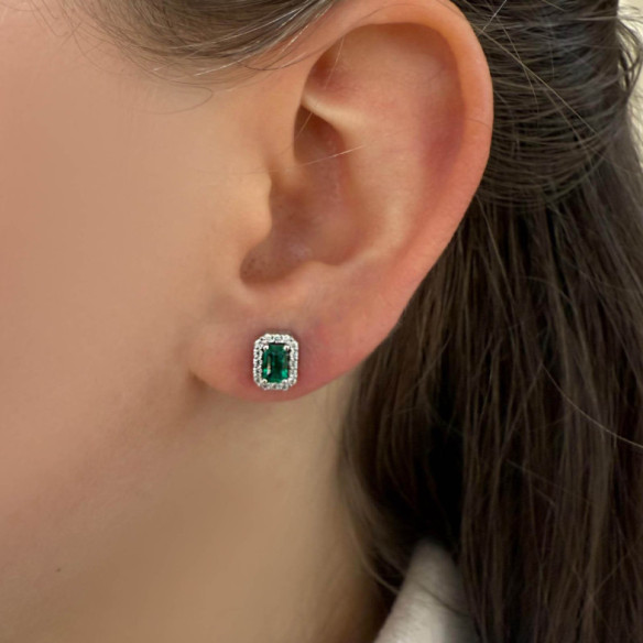 Pendientes Esmeraldas Sunset Rectangle - PENDIENTES