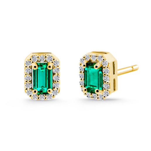 Pendientes Esmeraldas Sunset Rectangle  Oro amarillo - PENDIENTES