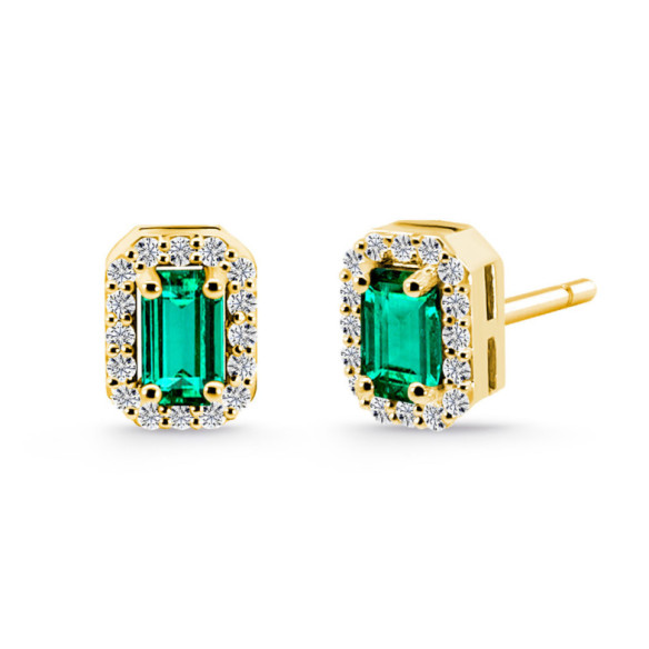 Pendientes Esmeraldas Sunset Rectangle  Oro amarillo - PENDIENTES