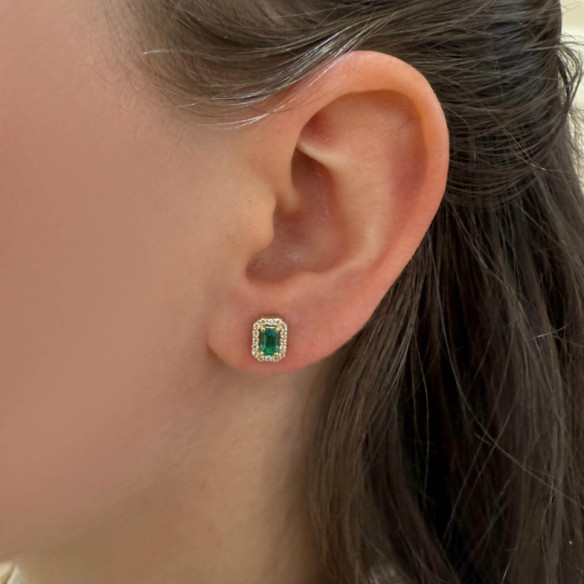 Emerald Sunset Rectangle Earrings Yellow Gold - Earrings