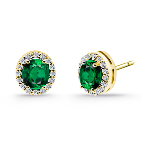 Pendientes Esmeralda Oval y diamantes Sunset - PENDIENTES
