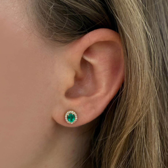 Pendientes Esmeralda Oval y diamantes Sunset - PENDIENTES