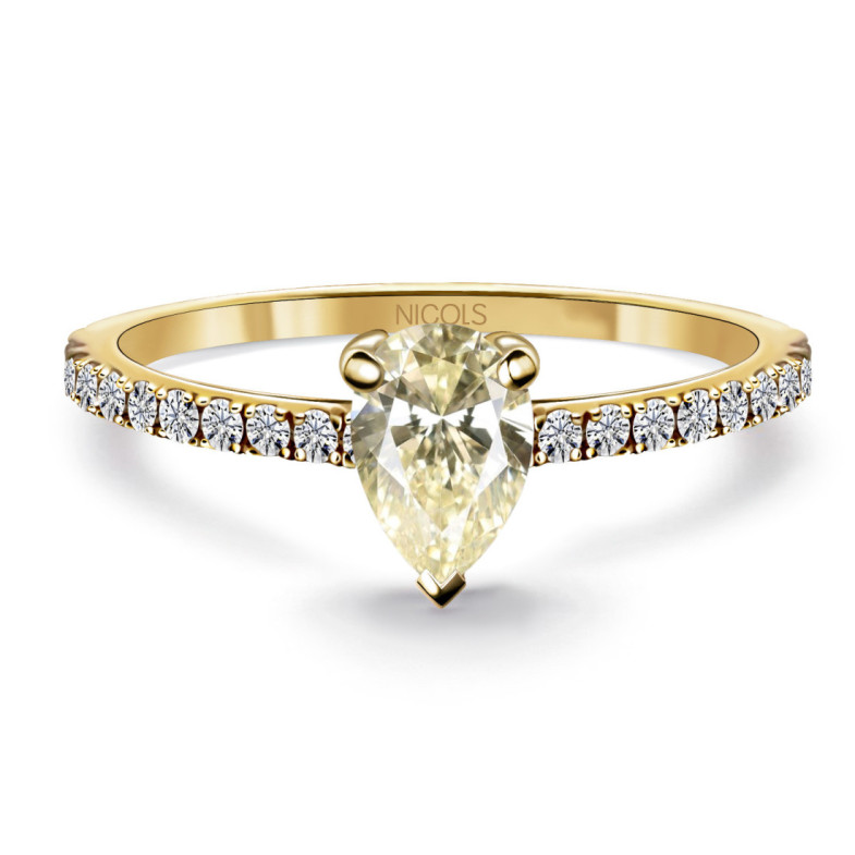 Anillo Diamante Limón Pera Solitario 0.45 Quilates - Talla Pera