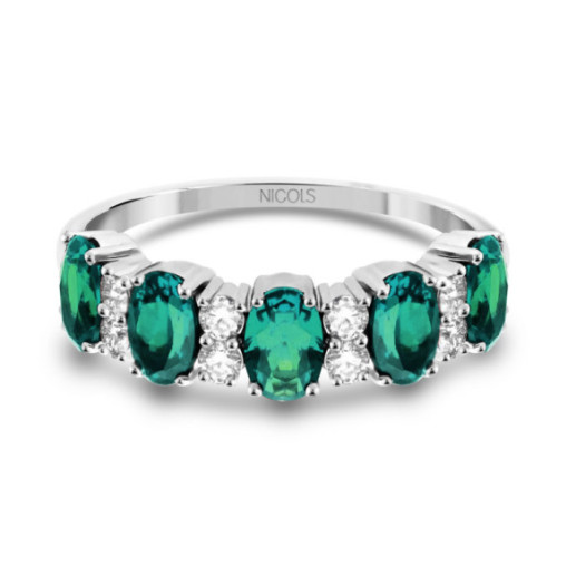 Riviere Royal Oval Emerald and Diamond Ring - Emerald rings
