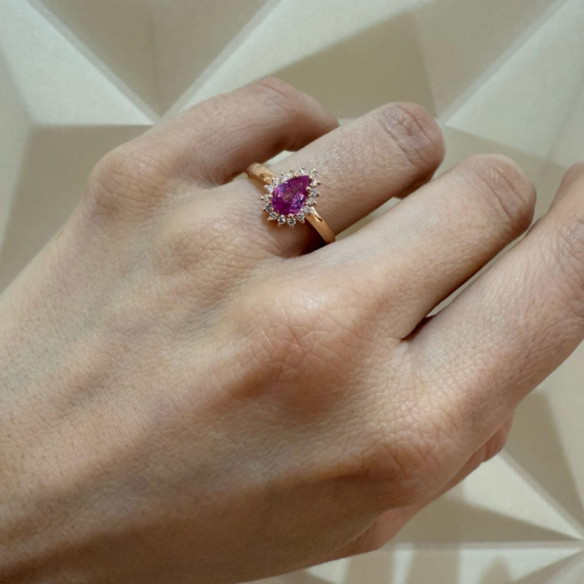 Anillo zafiro rosa y diamantes Alba Oro rosa - Schmuck