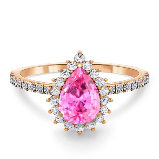 Anillo diamantes y zafiro rosa Alba Oro rosa - Joyas