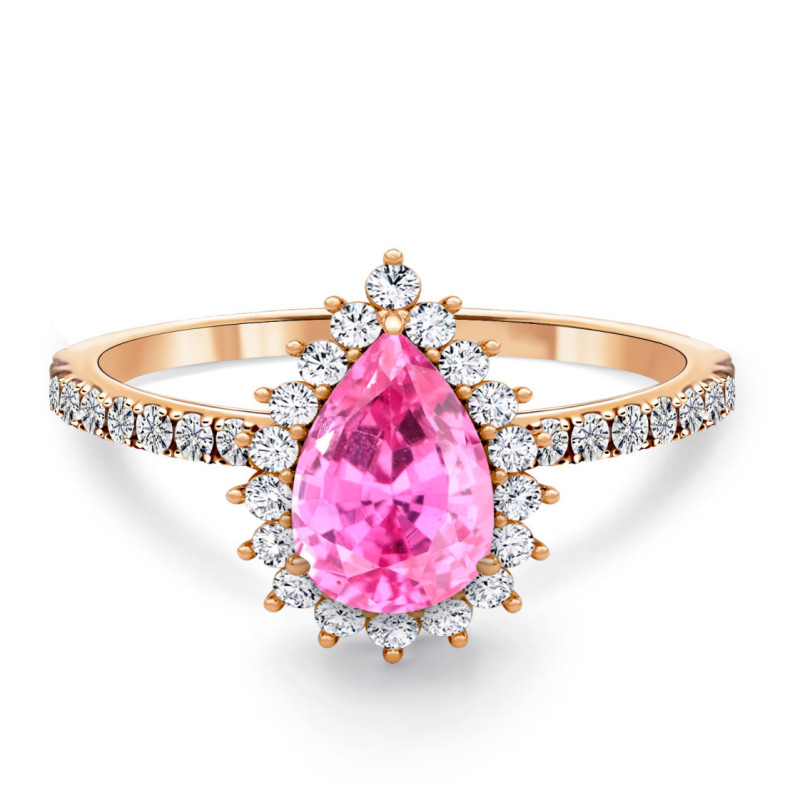 Anillo diamantes y zafiro rosa Alba Oro rosa - Joyas