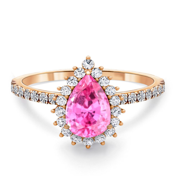 Anillo diamantes y zafiro rosa Alba Oro rosa - Joyas