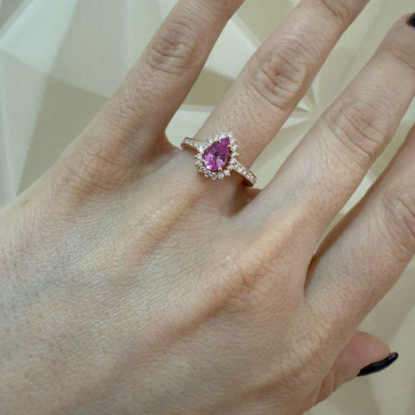 Anillo diamantes y zafiro rosa Alba Oro rosa - Joyas