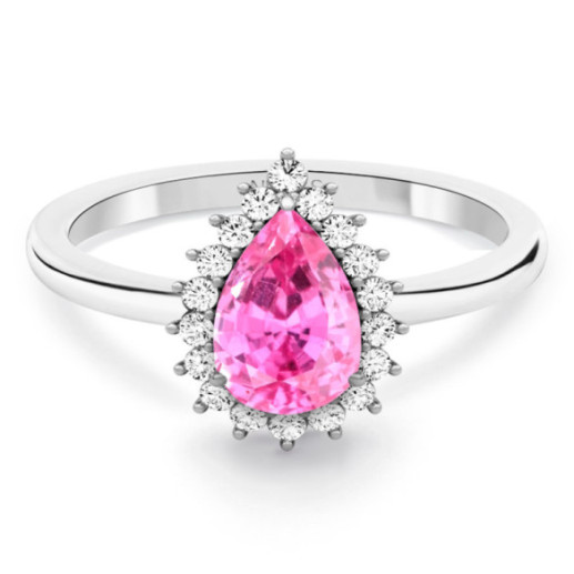 Anillo zafiro rosa y diamantes Alba - Anillos Piedras Color