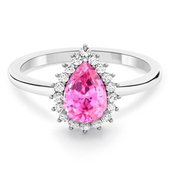 Anillo zafiro rosa y diamantes Alba - Anillos Piedras Color
