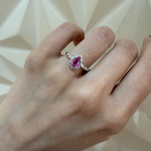 Anillo zafiro rosa y diamantes Alba - Anillos Piedras Color 2
