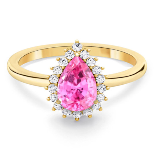 Anillo zafiro rosa y diamantes Alba Oro amarillo - Saphiringe