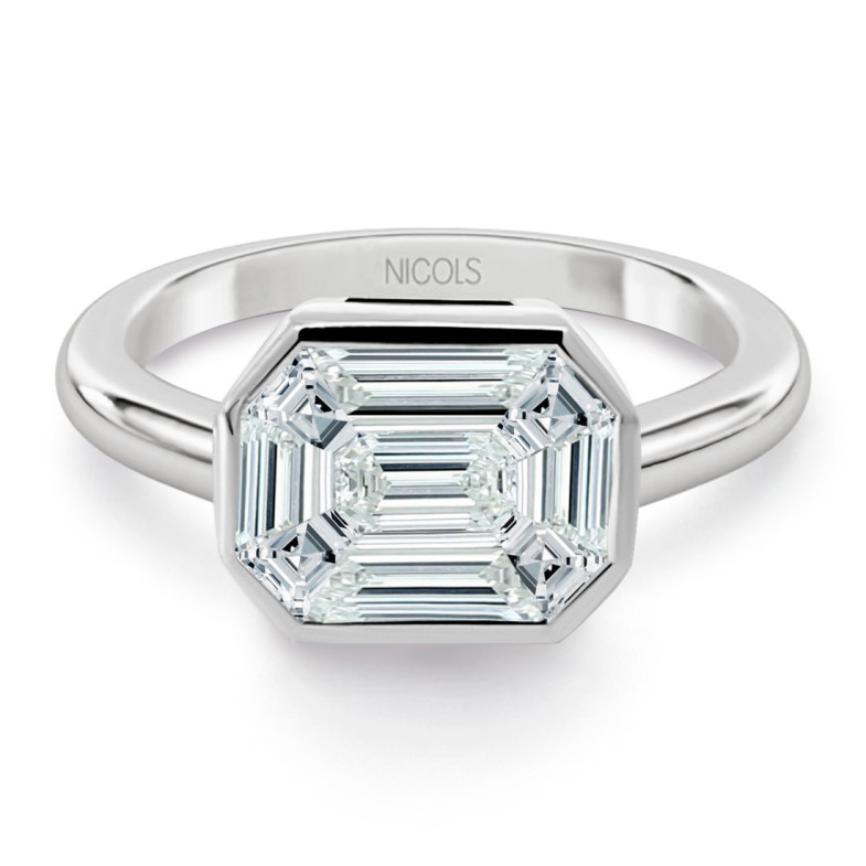 Anillo Diamante 0.80 Ct Talla Esmeralda Vrait Horizontal - Talla Baguette