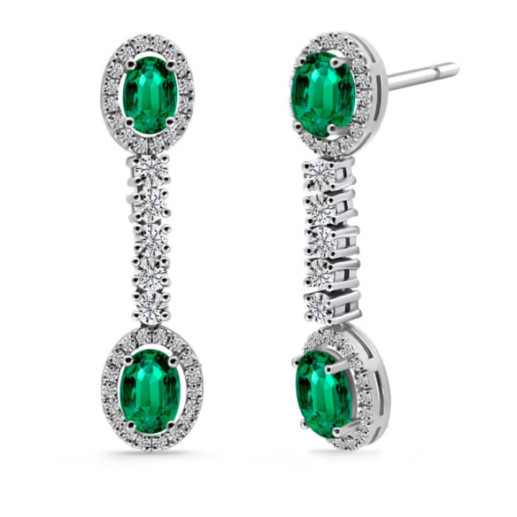 Pendientes Esmeraldas y Diamantes Dalia Oval - Smaragd-Ohrringe