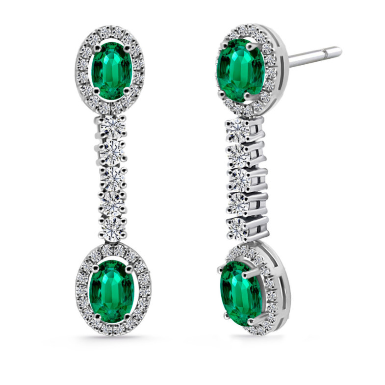 Pendientes Esmeraldas y Diamantes Dalia Oval - Smaragd-Ohrringe
