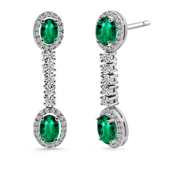 Pendientes Esmeraldas y Diamantes Dalia Oval - Boucles d'oreilles émeraude