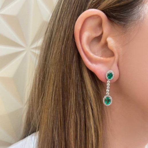Pendientes Esmeraldas y Diamantes Dalia Oval - Orecchini smeraldi 2