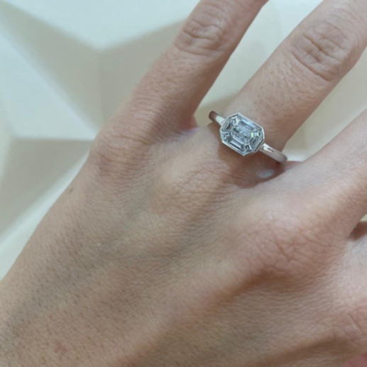 Anillo Diamante 0.55 Ct Talla Esmeralda Vrait Horizontal - Sculpture baguette 2