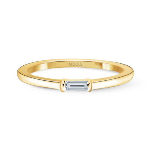 Anillo Compromiso Lirio Oro Amarillo con Diamante Baguette 0.10Ct. - Anéis de compromisso