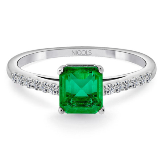 Lola Rectangular Emerald Ring 0.70 ct - Emerald rings