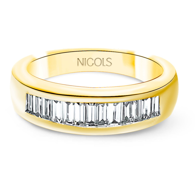 Alliance Ring ABELIA 0.70 Yellow Gold - Carving baguette