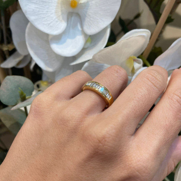Anillo Alianza Abelia 0.70 Oro Amarillo - Talla Baguette