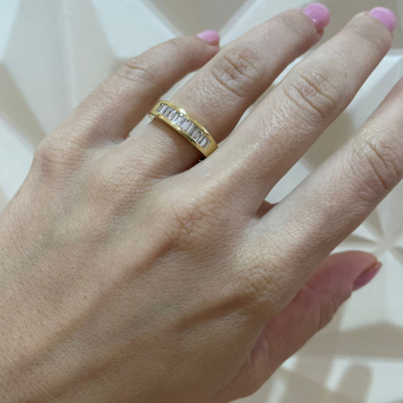 Anillo Alianza Abelia 0.70 Oro Amarillo - Sculpture baguette