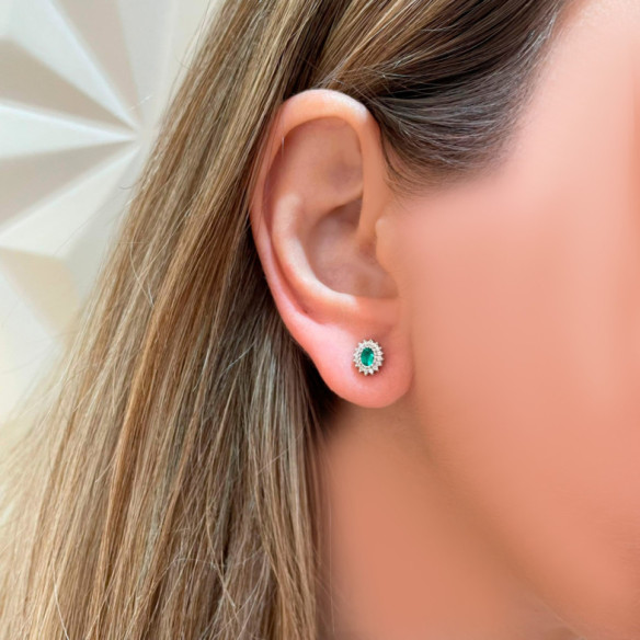 Pendientes Esmeralda Oval Detail - Pendientes de Esmeraldas