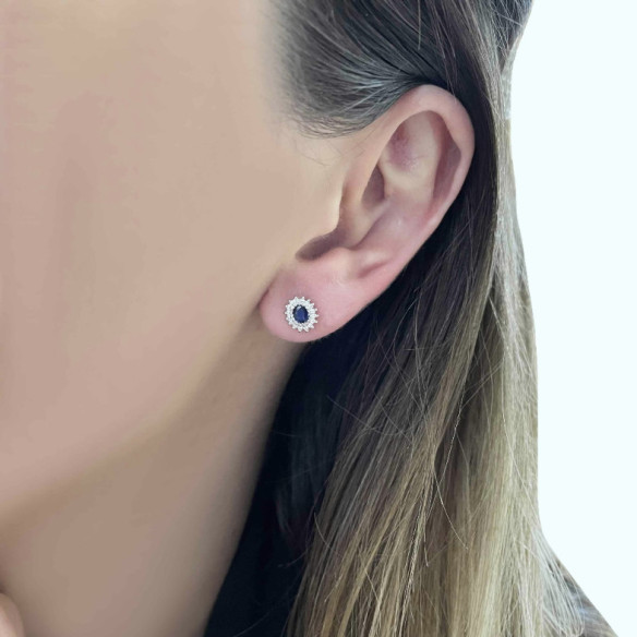 Pendientes Zafiro Oval Detail - Pendientes de Zafiro