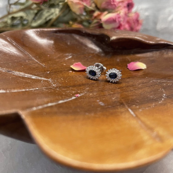 Pendientes Zafiro Oval Detail - Boucles d'oreilles saphir