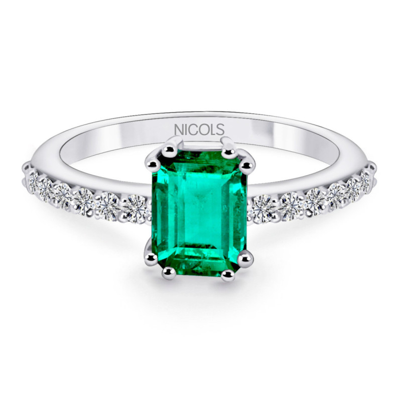 Emerald Ring 0.95ct White Gold DAFNE COLOR - Anniversary Rings