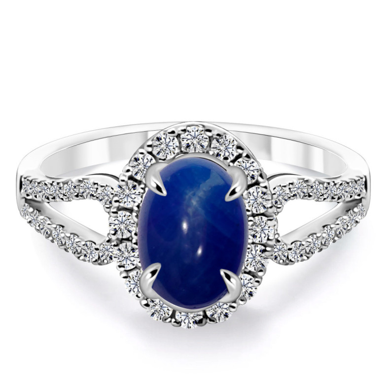 Anillo Diamantes Zafiro Cabujon Royal Jewels - Anéis de safira