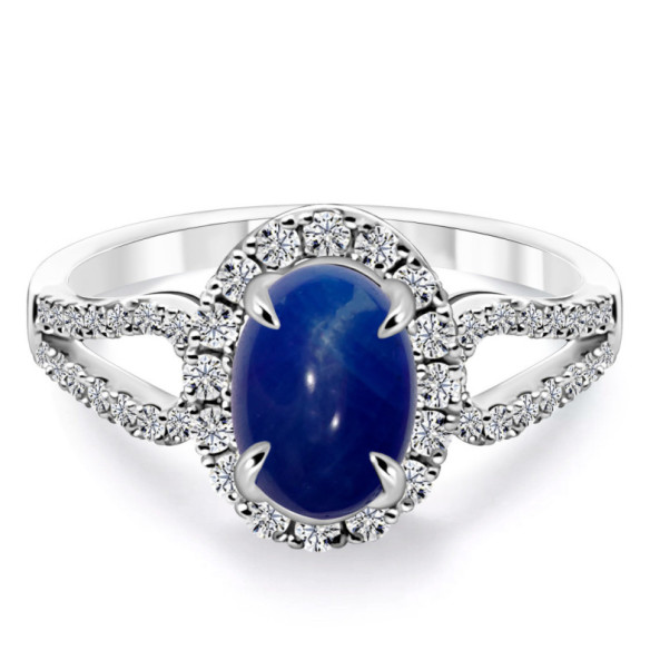 Anillo Diamantes Zafiro Cabujon Royal Jewels - Anéis de safira