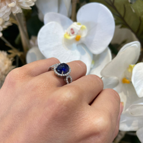Anillo Diamantes Zafiro Cabujon Royal Jewels - Anéis de safira