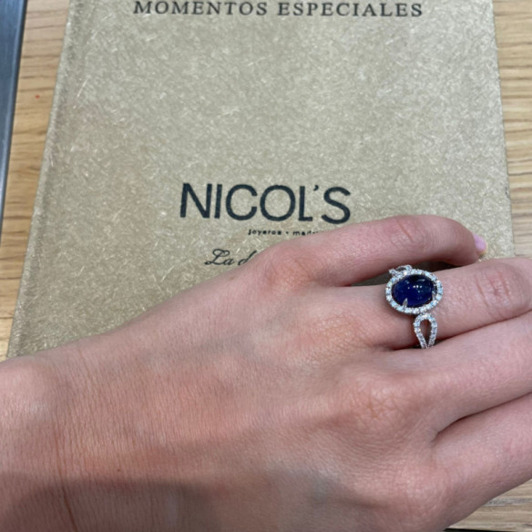 Anillo Diamantes Zafiro Cabujon Royal Jewels - Anéis de safira