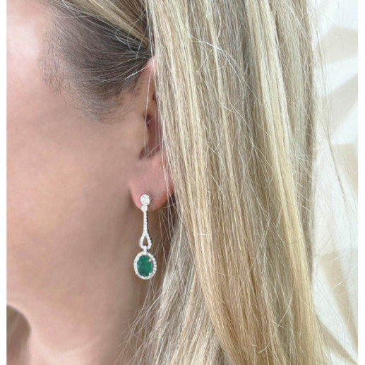 ROYAL JEWELS Diamond Emerald Earrings - High jewelry 2