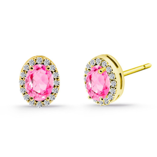 Pendientes Zafiro Rosa oval Orla Sunset dormilona - Saphirohrringe