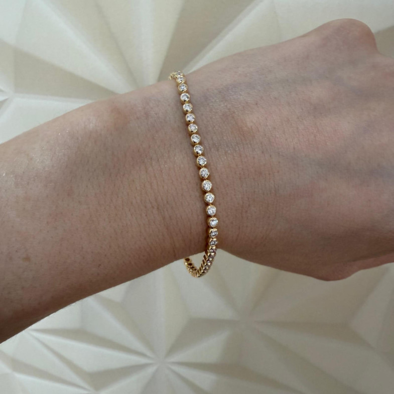 Pulsera diamantes Riviere Chaton Oro amarillo 2.20Ct - Pulseras de Diamantes