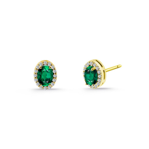 Pendientes esmeralda oval Orla Sunset 1.20 oro amarillo - Pendientes de Esmeraldas