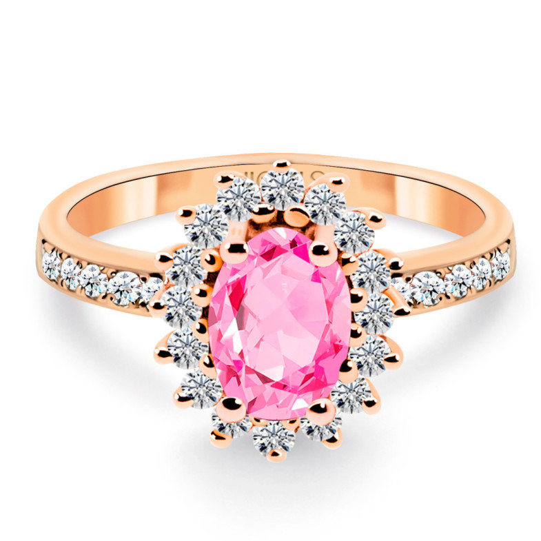 Anillo diamantes y zafiro rosa talla oval Alba - Schmuck
