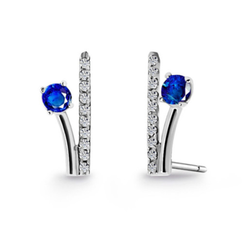 Pendientes Trepadores Rama Diamantes y Zafiros 0.40 - Orecchini zaffiro