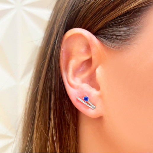 Branch Climbing Earrings Diamonds and Sapphires 0.40 36810130221 - Sapphire earrings 2