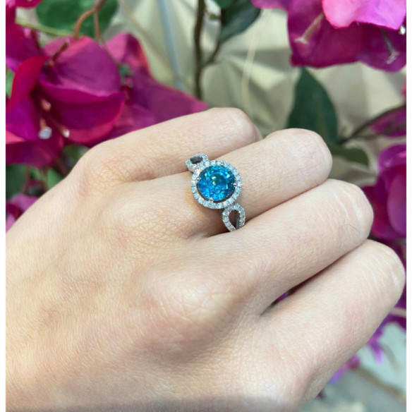 Anel de diamante Zircon jóias reais - Anéis Outras pedras preciosas